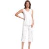 imageWiWi Women Pajama Set Sleeveless Top with Capri Pants Viscose from Bamboo Super Soft VNeck Tank Sleepwear PJ Sets SXXLAwhite Stars