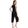 imageWiWi Women Pajama Set Sleeveless Top with Capri Pants Viscose from Bamboo Super Soft VNeck Tank Sleepwear PJ Sets SXXLBblack