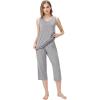 imageWiWi Women Pajama Set Sleeveless Top with Capri Pants Viscose from Bamboo Super Soft VNeck Tank Sleepwear PJ Sets SXXLBheather Grey