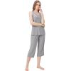 imageWiWi Women Pajama Set Sleeveless Top with Capri Pants Viscose from Bamboo Super Soft VNeck Tank Sleepwear PJ Sets SXXLBheather Grey