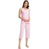 imageWiWi Women Pajama Set Sleeveless Top with Capri Pants Viscose from Bamboo Super Soft VNeck Tank Sleepwear PJ Sets SXXLBpink