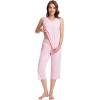 imageWiWi Women Pajama Set Sleeveless Top with Capri Pants Viscose from Bamboo Super Soft VNeck Tank Sleepwear PJ Sets SXXLBpink