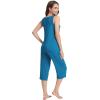imageWiWi Women Pajama Set Sleeveless Top with Capri Pants Viscose from Bamboo Super Soft VNeck Tank Sleepwear PJ Sets SXXLBteal Blue
