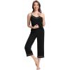 imageWiWi Womens Cami Pajama Sets 2 Piece Camisole Top Capri Pants Sleepwear Soft Lingerie Bamboo Viscose PJs SXXLAblack