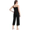 imageWiWi Womens Cami Pajama Sets 2 Piece Camisole Top Capri Pants Sleepwear Soft Lingerie Bamboo Viscose PJs SXXLAblack