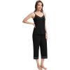 imageWiWi Womens Cami Pajama Sets 2 Piece Camisole Top Capri Pants Sleepwear Soft Lingerie Bamboo Viscose PJs SXXLAblack