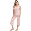 imageWiWi Womens Cami Pajama Sets 2 Piece Camisole Top Capri Pants Sleepwear Soft Lingerie Bamboo Viscose PJs SXXLAcream Pink