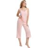 imageWiWi Womens Cami Pajama Sets 2 Piece Camisole Top Capri Pants Sleepwear Soft Lingerie Bamboo Viscose PJs SXXLAcream Pink