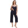 imageWiWi Womens Cami Pajama Sets 2 Piece Camisole Top Capri Pants Sleepwear Soft Lingerie Bamboo Viscose PJs SXXLAnavyWhite Dots