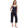 imageWiWi Womens Cami Pajama Sets 2 Piece Camisole Top Capri Pants Sleepwear Soft Lingerie Bamboo Viscose PJs SXXLAnavyWhite Dots
