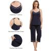 imageWiWi Womens Cami Pajama Sets 2 Piece Camisole Top Capri Pants Sleepwear Soft Lingerie Bamboo Viscose PJs SXXLAnavyWhite Dots