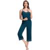 imageWiWi Womens Cami Pajama Sets 2 Piece Camisole Top Capri Pants Sleepwear Soft Lingerie Bamboo Viscose PJs SXXLApeacock Blue