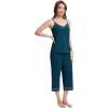 imageWiWi Womens Cami Pajama Sets 2 Piece Camisole Top Capri Pants Sleepwear Soft Lingerie Bamboo Viscose PJs SXXLApeacock Blue