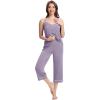 imageWiWi Womens Cami Pajama Sets 2 Piece Camisole Top Capri Pants Sleepwear Soft Lingerie Bamboo Viscose PJs SXXLAviolet