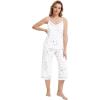 imageWiWi Womens Cami Pajama Sets 2 Piece Camisole Top Capri Pants Sleepwear Soft Lingerie Bamboo Viscose PJs SXXLAwhite Stars