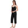 imageWiWi Womens Cami Pajama Sets 2 Piece Camisole Top Capri Pants Sleepwear Soft Lingerie Bamboo Viscose PJs SXXLBblack