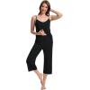 imageWiWi Womens Cami Pajama Sets 2 Piece Camisole Top Capri Pants Sleepwear Soft Lingerie Bamboo Viscose PJs SXXLBblack