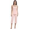 imageWiWi Womens Cami Pajama Sets 2 Piece Camisole Top Capri Pants Sleepwear Soft Lingerie Bamboo Viscose PJs SXXLBcream Pink