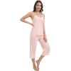 imageWiWi Womens Cami Pajama Sets 2 Piece Camisole Top Capri Pants Sleepwear Soft Lingerie Bamboo Viscose PJs SXXLBcream Pink