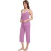 imageWiWi Womens Cami Pajama Sets 2 Piece Camisole Top Capri Pants Sleepwear Soft Lingerie Bamboo Viscose PJs SXXLBdusty Lavender