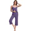 imageWiWi Womens Cami Pajama Sets 2 Piece Camisole Top Capri Pants Sleepwear Soft Lingerie Bamboo Viscose PJs SXXLBlavender