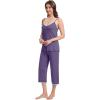 imageWiWi Womens Cami Pajama Sets 2 Piece Camisole Top Capri Pants Sleepwear Soft Lingerie Bamboo Viscose PJs SXXLBlavender