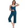 imageWiWi Womens Cami Pajama Sets 2 Piece Camisole Top Capri Pants Sleepwear Soft Lingerie Bamboo Viscose PJs SXXLBpeacock Blue