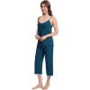 imageWiWi Womens Cami Pajama Sets 2 Piece Camisole Top Capri Pants Sleepwear Soft Lingerie Bamboo Viscose PJs SXXLBpeacock Blue
