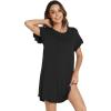 imageWiWi Womens Nightgowns Soft Nightgown Sleepwear Summer Viscose from Bamboo Nightshirt Pajama Night Shirts SXXLBlack