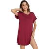 imageWiWi Womens Nightgowns Soft Nightgown Sleepwear Summer Viscose from Bamboo Nightshirt Pajama Night Shirts SXXLWine