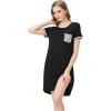 imageWiWi Womens Short Sleeve Nightgown Scoop Neck Sleepwear Soft Sleepshirts Sleep Dress Casual Pajama Gowns SXXLBlack