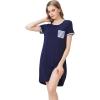 imageWiWi Womens Short Sleeve Nightgown Scoop Neck Sleepwear Soft Sleepshirts Sleep Dress Casual Pajama Gowns SXXLNavy