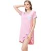 imageWiWi Womens Short Sleeve Nightgown Scoop Neck Sleepwear Soft Sleepshirts Sleep Dress Casual Pajama Gowns SXXLPink