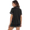imageWiWi Womens Silk Soft Pajamas Soft Summer Sleepwear Loose Comfy Loungewear Casual Sleep Nightwear SXXLDblack