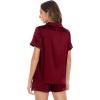imageWiWi Womens Silk Soft Pajamas Soft Summer Sleepwear Loose Comfy Loungewear Casual Sleep Nightwear SXXLDburgundy