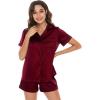 imageWiWi Womens Silk Soft Pajamas Soft Summer Sleepwear Loose Comfy Loungewear Casual Sleep Nightwear SXXLDburgundy