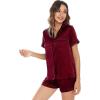 imageWiWi Womens Silk Soft Pajamas Soft Summer Sleepwear Loose Comfy Loungewear Casual Sleep Nightwear SXXLDburgundy