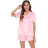 imageWiWi Womens Silk Soft Pajamas Soft Summer Sleepwear Loose Comfy Loungewear Casual Sleep Nightwear SXXLDpink