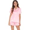 imageWiWi Womens Silk Soft Pajamas Soft Summer Sleepwear Loose Comfy Loungewear Casual Sleep Nightwear SXXLDpink