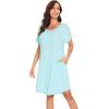 imageWiWi Womens Viscose from Bamboo Nightgowns Soft Short Sleeve Sleep Shirt Lightweight Cool Nightshirt Pajama Dress SXXLAaqua