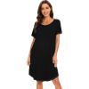 imageWiWi Womens Viscose from Bamboo Nightgowns Soft Short Sleeve Sleep Shirt Lightweight Cool Nightshirt Pajama Dress SXXLAblack