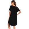 imageWiWi Womens Viscose from Bamboo Nightgowns Soft Short Sleeve Sleep Shirt Lightweight Cool Nightshirt Pajama Dress SXXLAblack