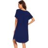 imageWiWi Womens Viscose from Bamboo Nightgowns Soft Short Sleeve Sleep Shirt Lightweight Cool Nightshirt Pajama Dress SXXLAnavy