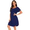 imageWiWi Womens Viscose from Bamboo Nightgowns Soft Short Sleeve Sleep Shirt Lightweight Cool Nightshirt Pajama Dress SXXLAnavy
