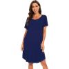 imageWiWi Womens Viscose from Bamboo Nightgowns Soft Short Sleeve Sleep Shirt Lightweight Cool Nightshirt Pajama Dress SXXLAnavy