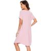 imageWiWi Womens Viscose from Bamboo Nightgowns Soft Short Sleeve Sleep Shirt Lightweight Cool Nightshirt Pajama Dress SXXLApink