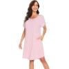 imageWiWi Womens Viscose from Bamboo Nightgowns Soft Short Sleeve Sleep Shirt Lightweight Cool Nightshirt Pajama Dress SXXLApink
