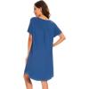 imageWiWi Womens Viscose from Bamboo Nightgowns Soft Short Sleeve Sleep Shirt Lightweight Cool Nightshirt Pajama Dress SXXLAprussian Blue