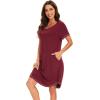imageWiWi Womens Viscose from Bamboo Nightgowns Soft Short Sleeve Sleep Shirt Lightweight Cool Nightshirt Pajama Dress SXXLAwine