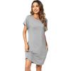 imageWiWi Womens Viscose from Bamboo Nightgowns Soft Short Sleeve Sleep Shirt Lightweight Cool Nightshirt Pajama Dress SXXLBheather Grey